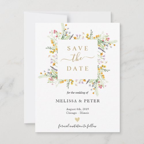 Wildflowers spring elegant wedding save the date announcement