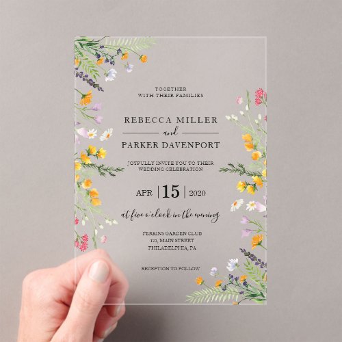 Wildflowers spring modern Wedding invitation