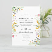 Wildflowers spring modern Wedding invitation (Standing Front)