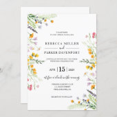 Wildflowers spring modern Wedding invitation (Front/Back)