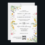 Wildflowers spring modern Wedding QR Code Invitation<br><div class="desc">Wildflowers modern Wedding invitation card with Qr code for details and rsvp. Find out the WILDFLOWERS wedding invitation suite and matching items in our shop!</div>