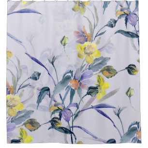Wildflowers spring, seamless natural pattern. shower curtain
