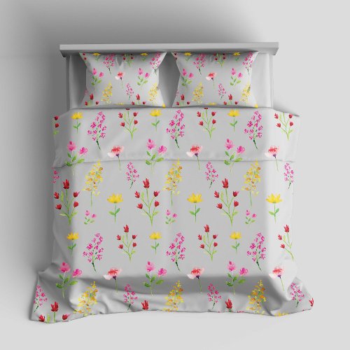 Wildflowers Spring Watercolor Botanical Floral Duvet Cover