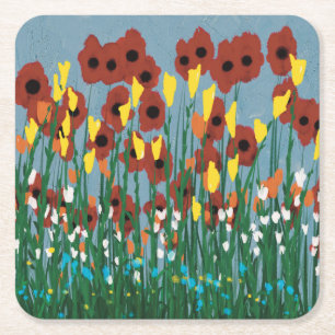 Wildflowers Square Paper Coaster
