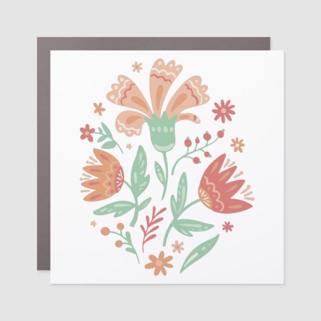Wildflowers Square Sticker Car Magnet (Front)