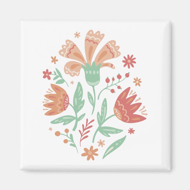 Wildflowers Square Sticker Magnet (Front)