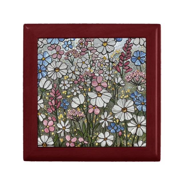 Wildflowers Stained Glass Illusion Jewelry Gift Box (Front)