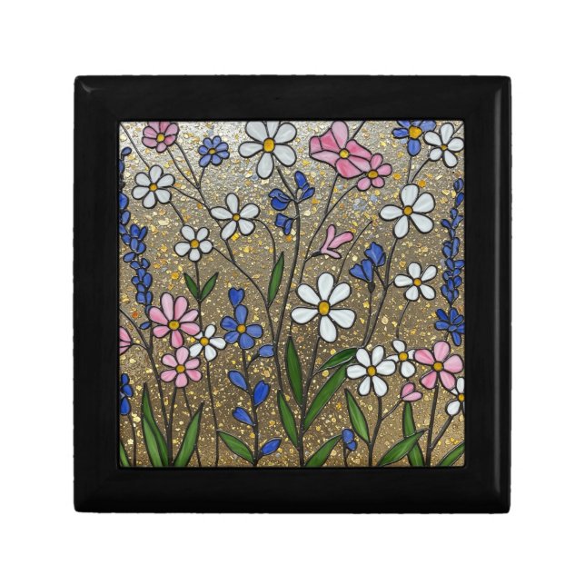 Wildflowers Stained Glass Illusion Jewelry Gift Box (Front)