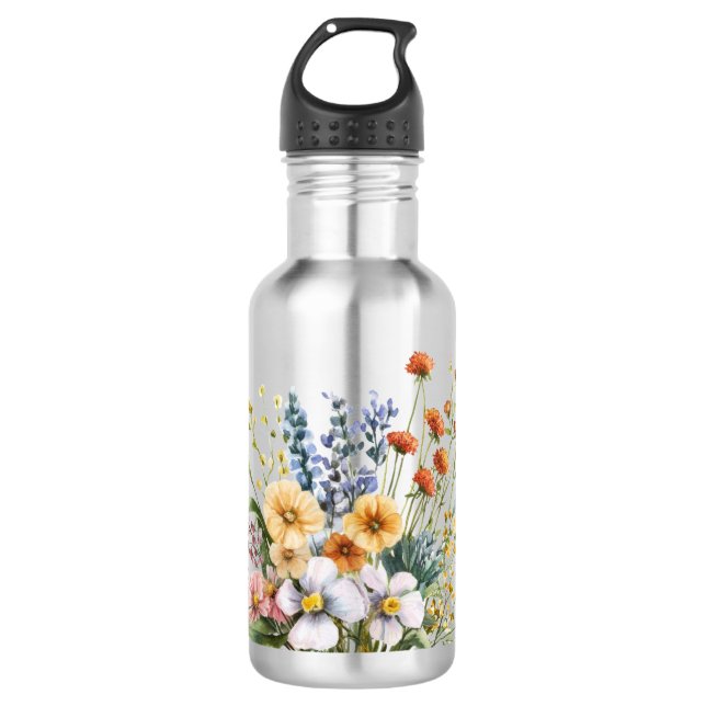 Wildflowers stainless steel water bottle.  bottle (Front)