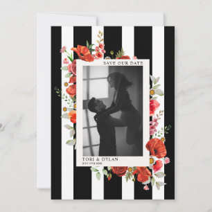 Wildflowers Stripe Wedding Photo Save The Date