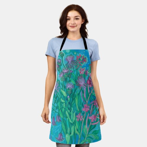Wildflowers Summer Flowers Bouquet Floral Painting Apron