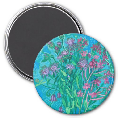 Wildflowers Summer Flowers Bouquet Floral Painting Magnet