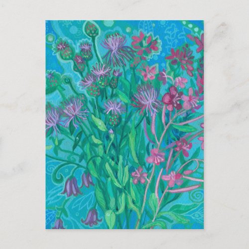 Wildflowers Summer Flowers Bouquet Floral Painting Postcard