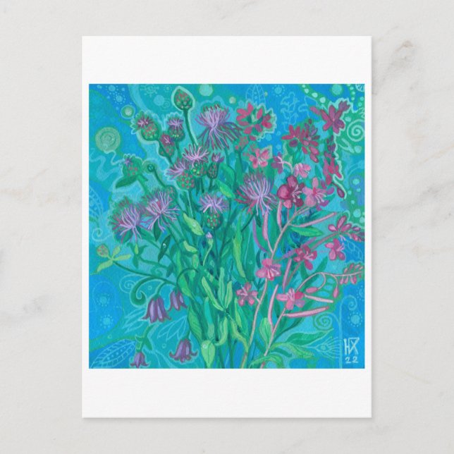 Wildflowers Summer Flowers Bouquet Floral Painting Postcard (Front)