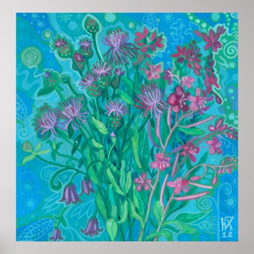 Wildflowers Summer Flowers Bouquet Floral Painting Poster