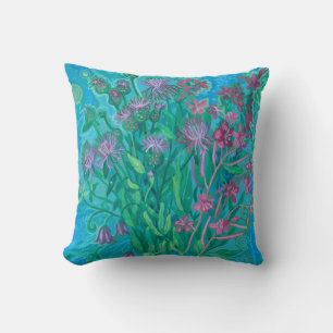 Wildflowers Summer Flowers Bouquet Floral Painting Throw Pillow
