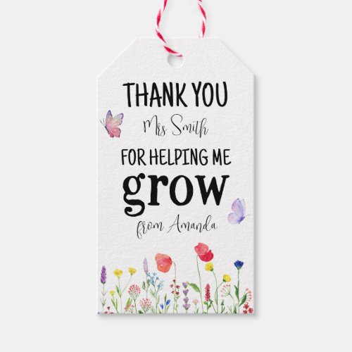 wildflowers Summer Teacher Appreciation Thank you  Gift Tags