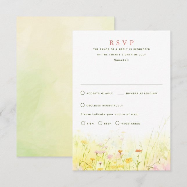 Wildflowers Summer Wedding RSVP Cards (Front/Back)