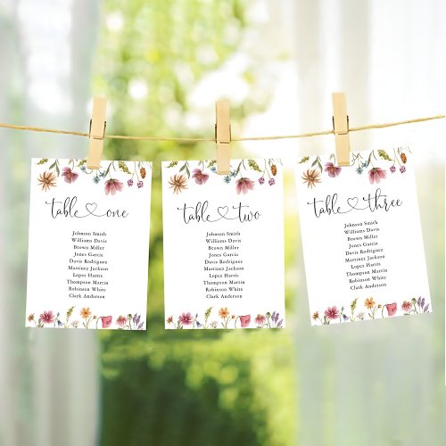 Wildflowers Table Number 1 Seating Chart