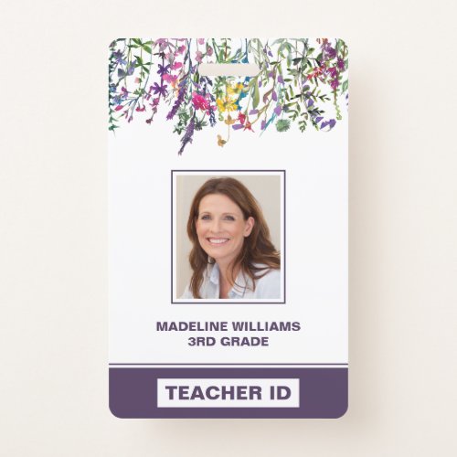 Wildflowers Teacher Name Photo ID Badge