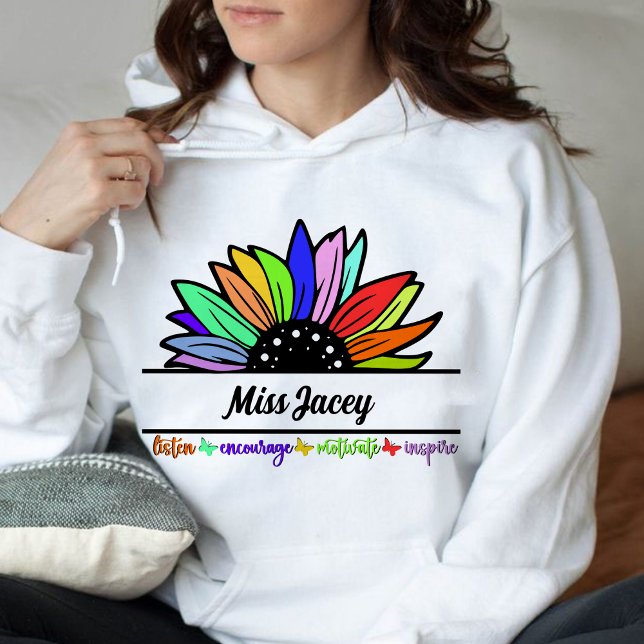 Wildflowers Teachers Appreciation, custom teacher  Hoodie (Listen Encourage Teacher Motivate Inspire,Teacher, Teacher Life, Teachers Appreciation hoodie)