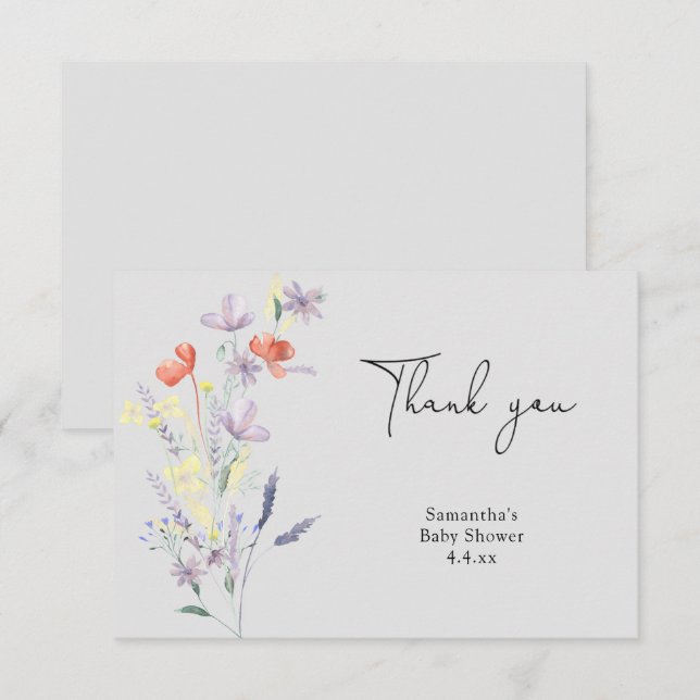 Wildflowers thank you baby shower card (Front/Back)
