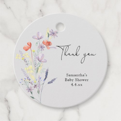 Wildflowers thank you baby shower favor tags