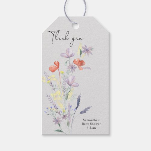 Wildflowers thank you baby shower gift tags