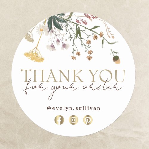 Wildflowers Thank You Classic Round Sticker