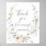 Wildflowers Thank You For Coming Favor Sign at Zazzle