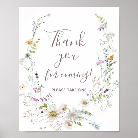 Wildflowers Thank You For Coming Favor Sign