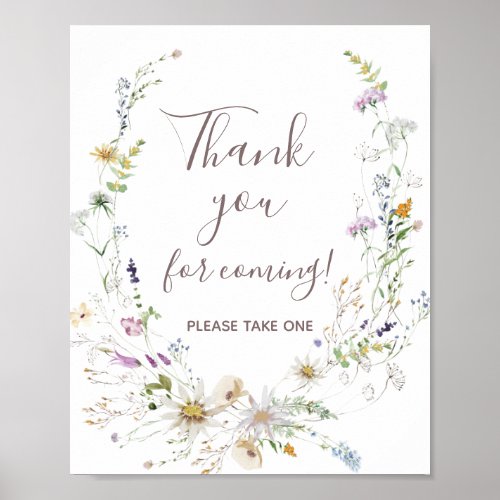 Wildflowers Thank you for coming Favor Sign