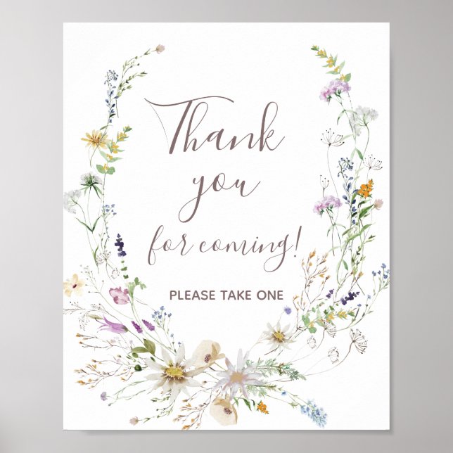 Wildflowers Thank you for coming Favor Sign (Front)