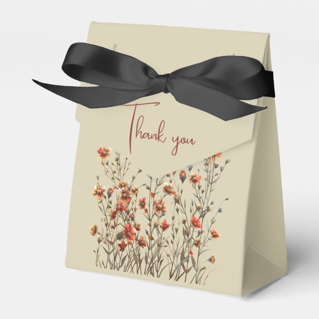 Wildflowers Thank You Wedding Gift  Favor Boxes (Front Side)