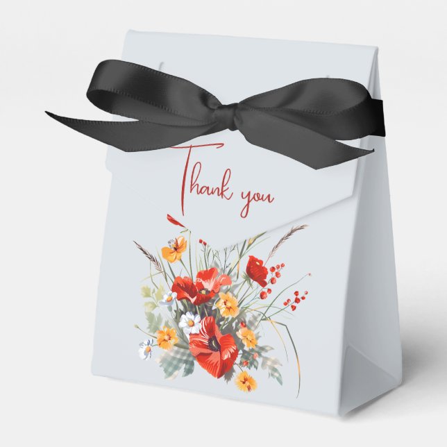 Wildflowers Thank You Wedding Gift  Favor Boxes (Front Side)