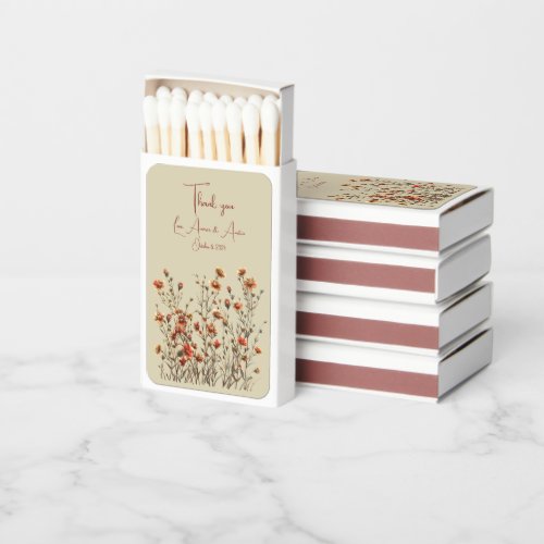 Wildflowers Thank You Wedding Gift  Matchboxes