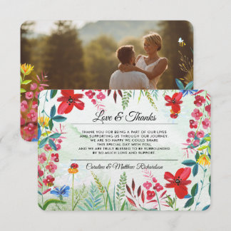 Wildflowers Thank You Wedding Photo Card