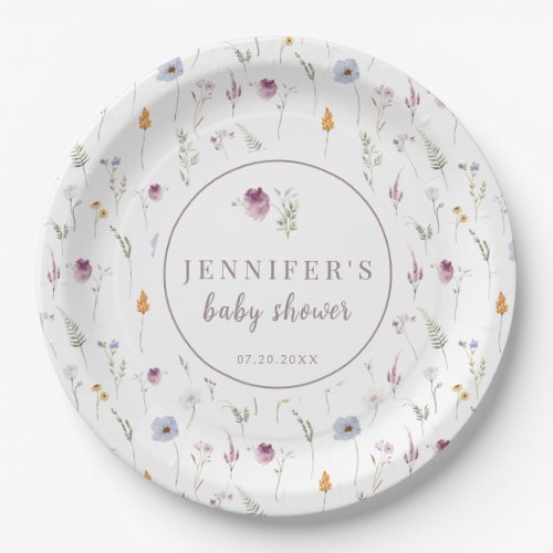 Wildflowers tiny flowers baby shower paper plates