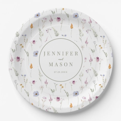 Wildflowers tiny flowers wedding paper plates