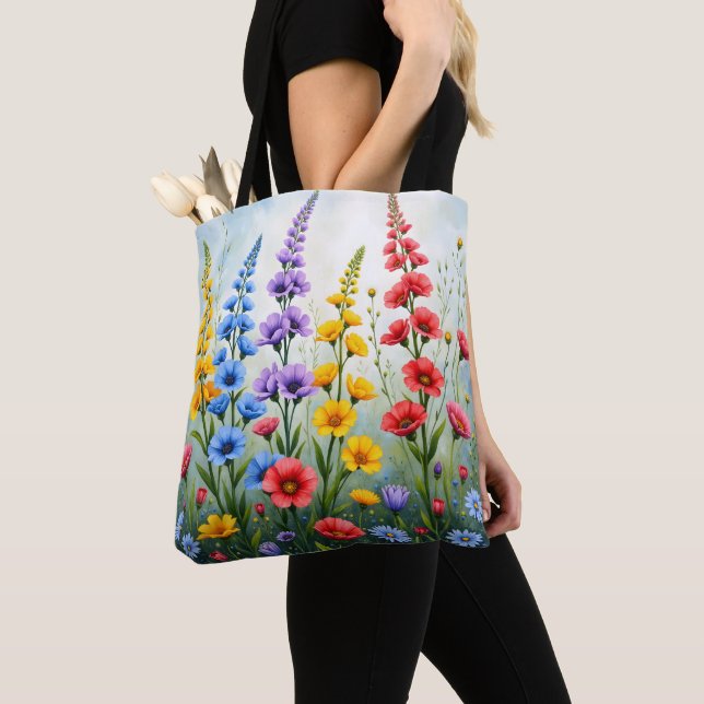 Wildflowers Tote Bag Nature Botanical Print (Close Up)