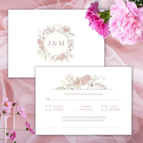 Wildflowers Traditional White Wedding RSVP Enclosure Card