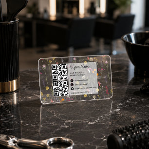 Wildflowers Transparent Makeup Hair Qr Clear Business Cards