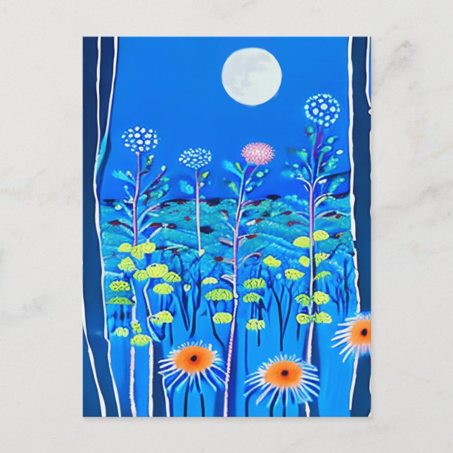 Wildflowers under a Full Moon Postcard (Front)