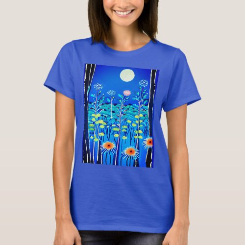 Wildflowers under a Full Moon T_Shirt
