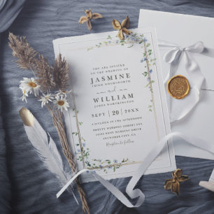 Wildflowers Vine Rustic Elegant Modern Wedding Invitation
