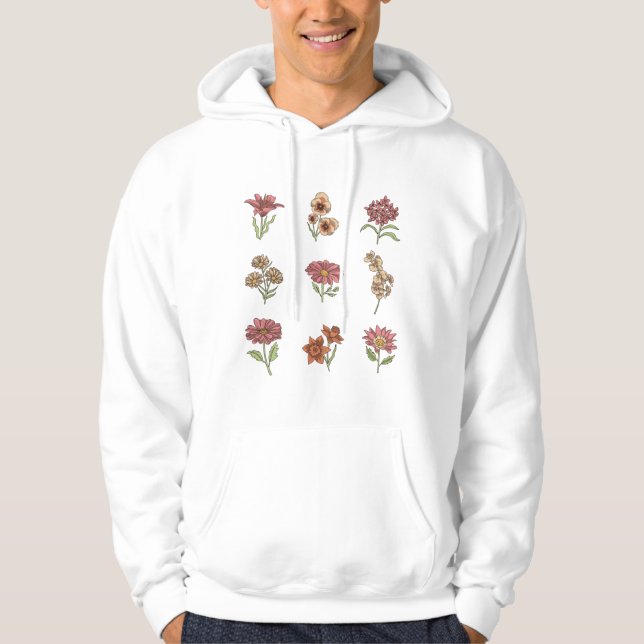 Wildflowers Vintage Flowers Botanical Hoodie (Front)