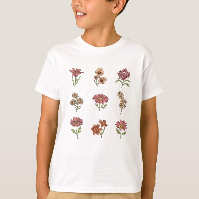 Wildflowers Vintage Flowers Botanical T-Shirt (Front)