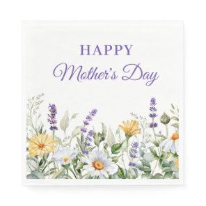 Wildflowers Watercolor Border Happy Mother's Day Napkins
