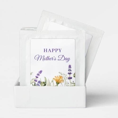 Wildflowers Watercolor Border Happy Mothers Day Tea Bag Drink Mix