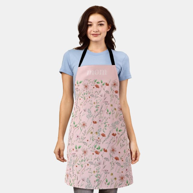 Wildflowers watercolor cute mother’s day mom apron (Worn)